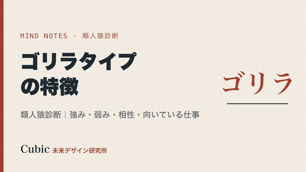 類人猿診断 ゴリラタイプの特徴|強み・弱み・相性・向いている仕事