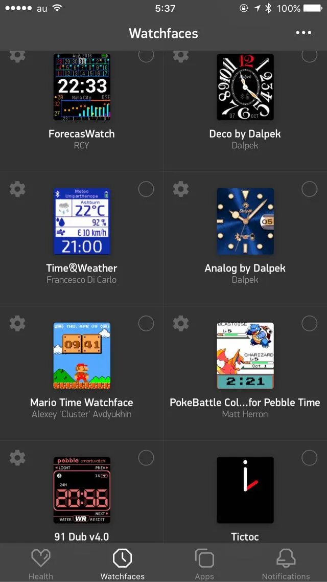 ウォッチフェイスの切り替えができる