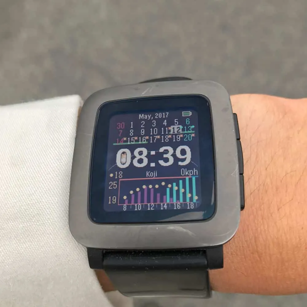 Pebbleのおかげで雨に打たれずに済みました。